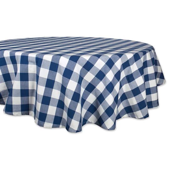 DII® 70" Buffalo Check Round Tablecloth in Navy Blue/White | Michaels®